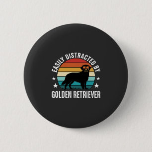 Einfach abgelenkt durch Golden Retriever Retro-Son Button