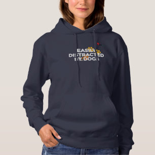 Einfach abgelenkt durch Hunde Lustiger Hoodie für 