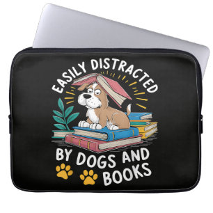 Einfach abgelenkt durch Hunde und Bücher Lustige H Laptopschutzhülle
