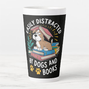 Einfach abgelenkt durch Hunde und Bücher Lustige H Milchtasse
