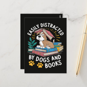 Einfach abgelenkt durch Hunde und Bücher Lustige H Postkarte
