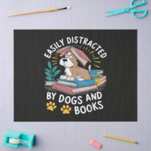 Einfach abgelenkt durch Hunde und Bücher Lustige H Seidenpapier
