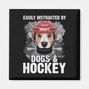 Einfach abgelenkt durch Hunde und Hockey Lustiger Magnet