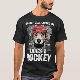 Einfach abgelenkt durch Hunde und Hockey Lustiger  T-Shirt