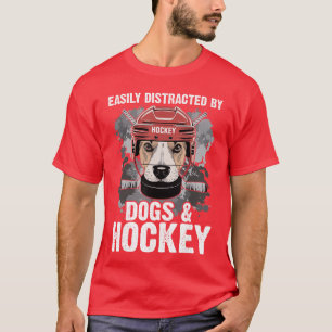 Einfach abgelenkt durch Hunde und Hockey Lustiger T-Shirt
