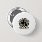 Einfach abgelenkt durch Hunde Vintage Silhouette D Button (Vorne & Hinten)