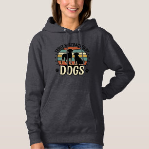 Einfach abgelenkt durch Hunde Vintage Silhouette D Hoodie