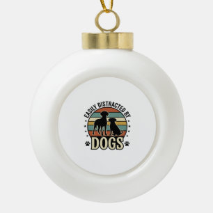 Einfach abgelenkt durch Hunde Vintage Silhouette D Keramik Kugel-Ornament