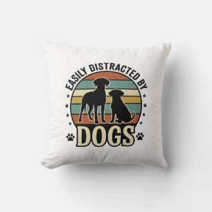 Einfach abgelenkt durch Hunde Vintage Silhouette D Kissen