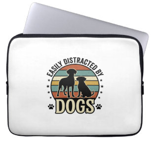 Einfach abgelenkt durch Hunde Vintage Silhouette D Laptopschutzhülle