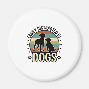 Einfach abgelenkt durch Hunde Vintage Silhouette D Magnet