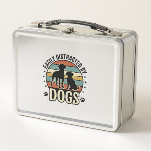Einfach abgelenkt durch Hunde Vintage Silhouette D Metall Brotdose