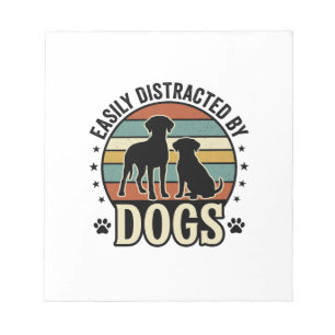 Einfach abgelenkt durch Hunde Vintage Silhouette D Notizblock