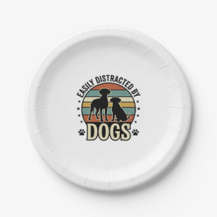 Einfach abgelenkt durch Hunde Vintage Silhouette D Pappteller