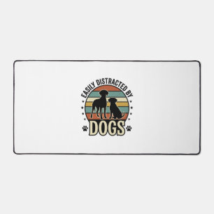Einfach abgelenkt durch Hunde Vintage Silhouette D Schreibtischunterlage