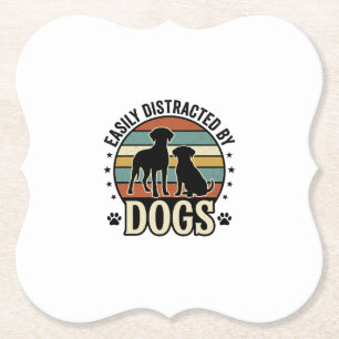 Einfach abgelenkt durch Hunde Vintage Silhouette D Untersetzer