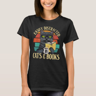 Einfach abgelenkt durch Katzen und Bücher Lustige T-Shirt