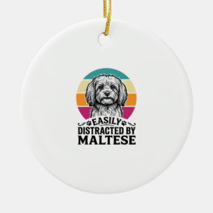 Einfach abgelenkt durch Maltese Vintage-Hundedesig Keramik Ornament