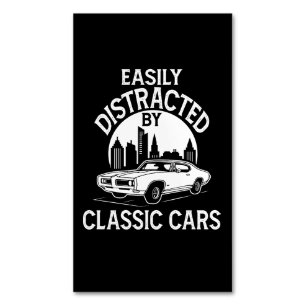 Einfach abgelenkt durch Oldtimer Lustig Magnetische Visitenkarte