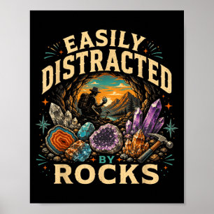 Einfach abgelenkt durch Steine Vintage-Steinsammle Poster