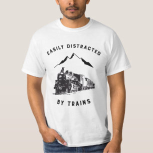 Einfach abgelenkt durch Züge Lustiges Eisenbahn-T- T-Shirt