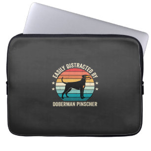 Einfach abgelenkt von Dobermann Retro-Sonnenunterg Laptopschutzhülle