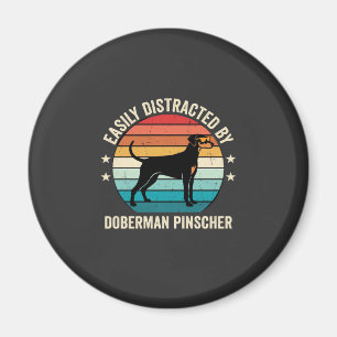 Einfach abgelenkt von Dobermann Retro-Sonnenunterg Magnet