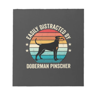 Einfach abgelenkt von Dobermann Retro-Sonnenunterg Notizblock