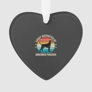 Einfach abgelenkt von Dobermann Retro-Sonnenunterg Ornament