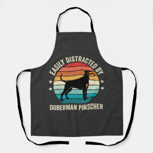 Einfach abgelenkt von Dobermann Retro-Sonnenunterg Schürze