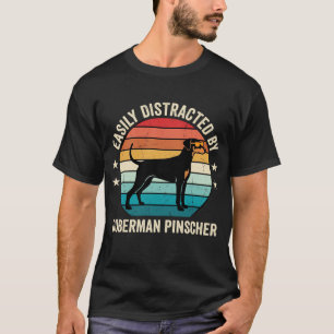 Einfach abgelenkt von Dobermann Retro-Sonnenunterg T-Shirt