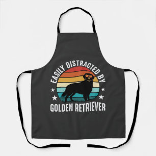 Einfach abgelenkt von Golden Retriever Retro-Sonne Schürze