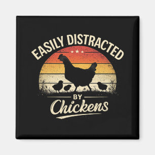 Einfach abgelenkt von Hühnern Lustiges Ckyard-Huhn Magnet