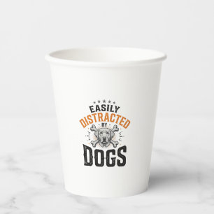 Einfach abgelenkt von Hunden Vintage Hundeliebhabe Pappbecher