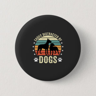 Einfach abgelenkt von Hunden Vintage Retro Sonnenu Button