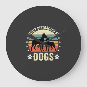 Einfach abgelenkt von Hunden Vintage Retro Sonnenu Große Wanduhr