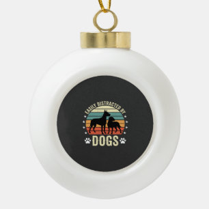 Einfach abgelenkt von Hunden Vintage Retro Sonnenu Keramik Kugel-Ornament