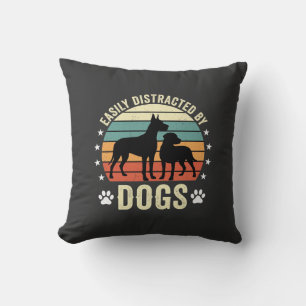 Einfach abgelenkt von Hunden Vintage Retro Sonnenu Kissen