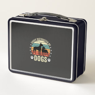 Einfach abgelenkt von Hunden Vintage Retro Sonnenu Metall Brotdose