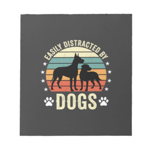 Einfach abgelenkt von Hunden Vintage Retro Sonnenu Notizblock