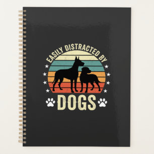 Einfach abgelenkt von Hunden Vintage Retro Sonnenu Planer