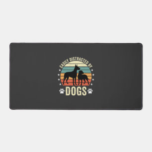 Einfach abgelenkt von Hunden Vintage Retro Sonnenu Schreibtischunterlage