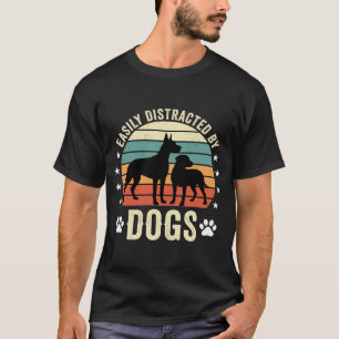 Einfach abgelenkt von Hunden Vintage Retro Sonnenu T-Shirt
