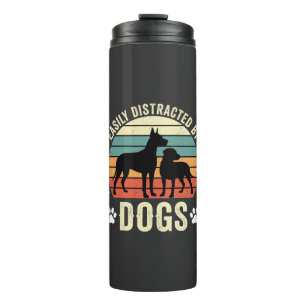 Einfach abgelenkt von Hunden Vintage Retro Sonnenu Thermosbecher