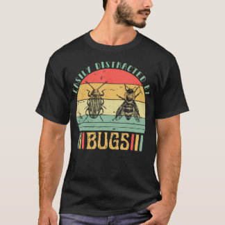 Einfach abgelenkt von Käfern Retro-Insekten Käferl T-Shirt