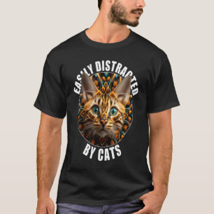 Einfach abgelenkt von Katzen Einzigartige Katze T-Shirt