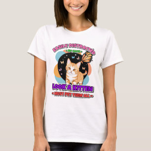 Einfach abgelenkt von Katzen Lustiges Katzenliebha T-Shirt