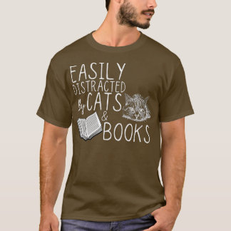 Einfach abgelenkt von Katzen und Büchern Bücherlie T-Shirt