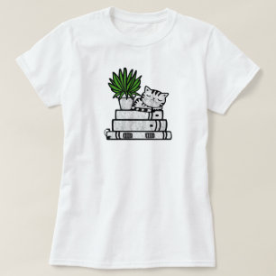 Einfach abgelenkt von Katzen und Büchern Lustiges T-Shirt