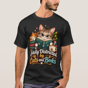 Einfach abgelenkt von Katzen und Büchern Süße Katz T-Shirt